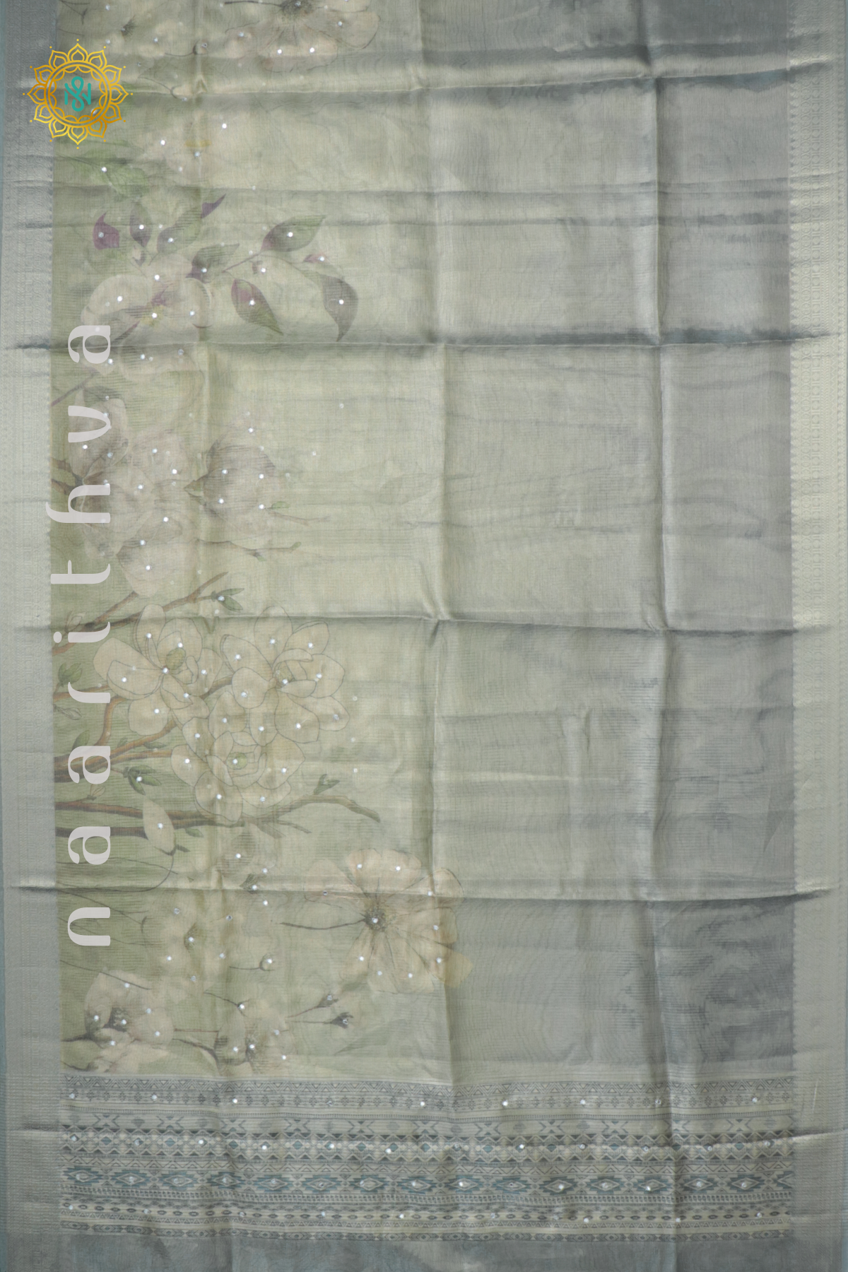 AQUA GREEN WITH GREY - KOTA TISSUE