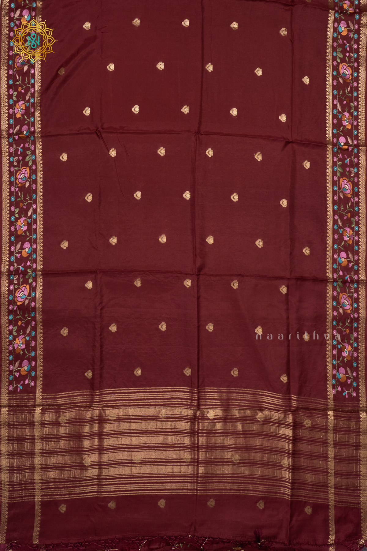 BROWN - SEMI CREPE SILK WITH EMBROIDERY