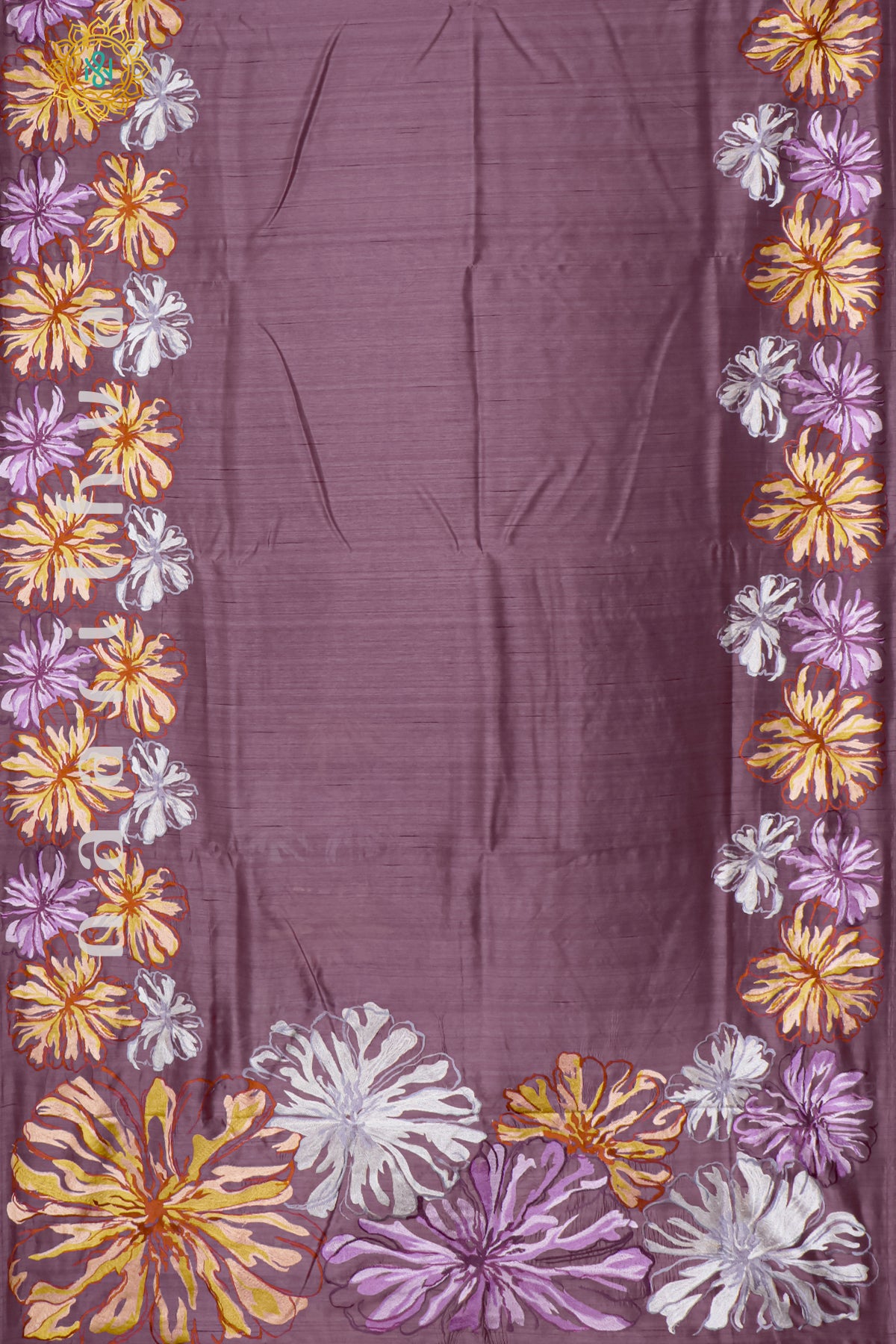 MAUVE - SEMI TUSSAR SILK WITH EMBROIDERY