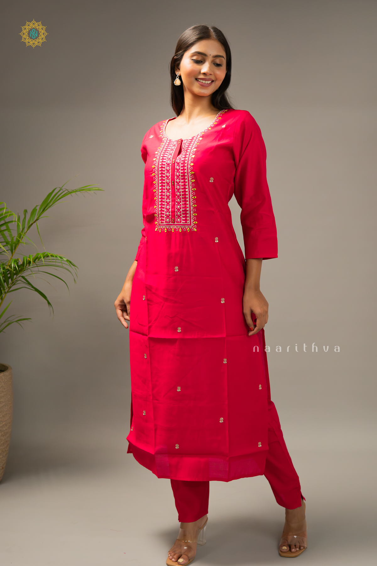 PINK - SILK 3PC SALWAR SUIT WITH TOP, BOTTOM & DUPPATA