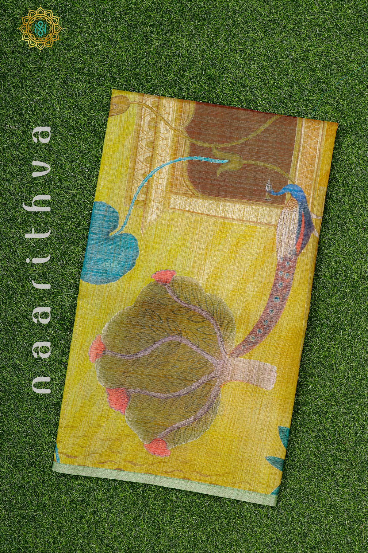 YELLOW WITH GREEN - LINEN TISSUE