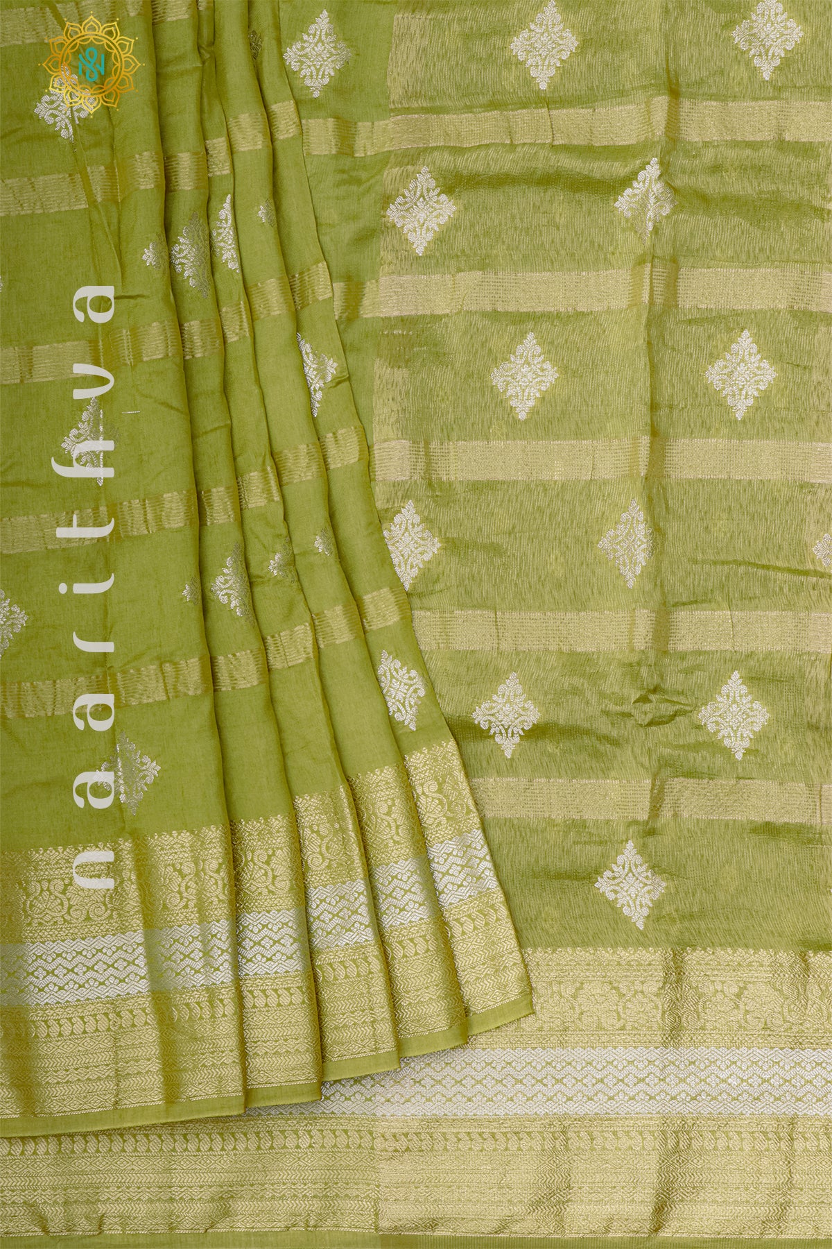 LIGHT GREEN WITH BOTTLE GREEN - DOLA SILK