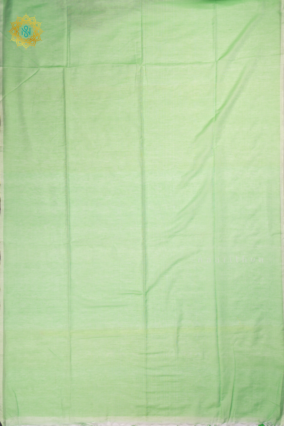 Pista Green Mul Cotton Saree Allover Plain Body
