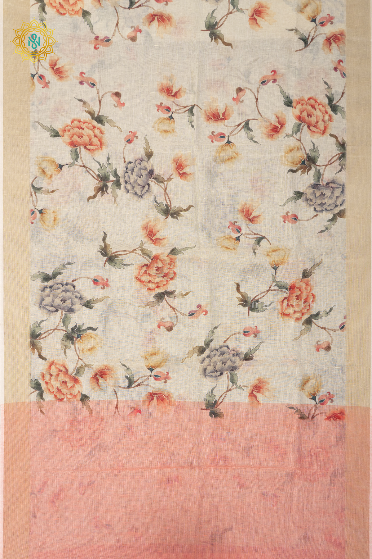 OFF WHITE WITH PEACH - LINEN BY COTTON