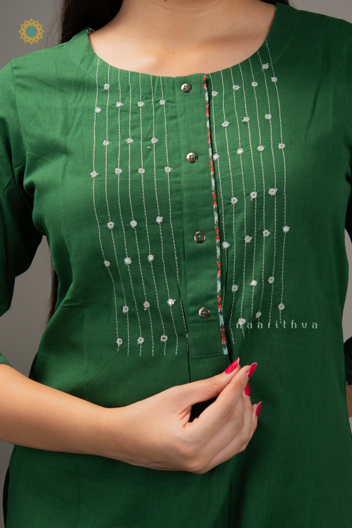 GREEN - COTTON 2PC SALWAR SUIT WITH TOP & PRINTED BOTTOM