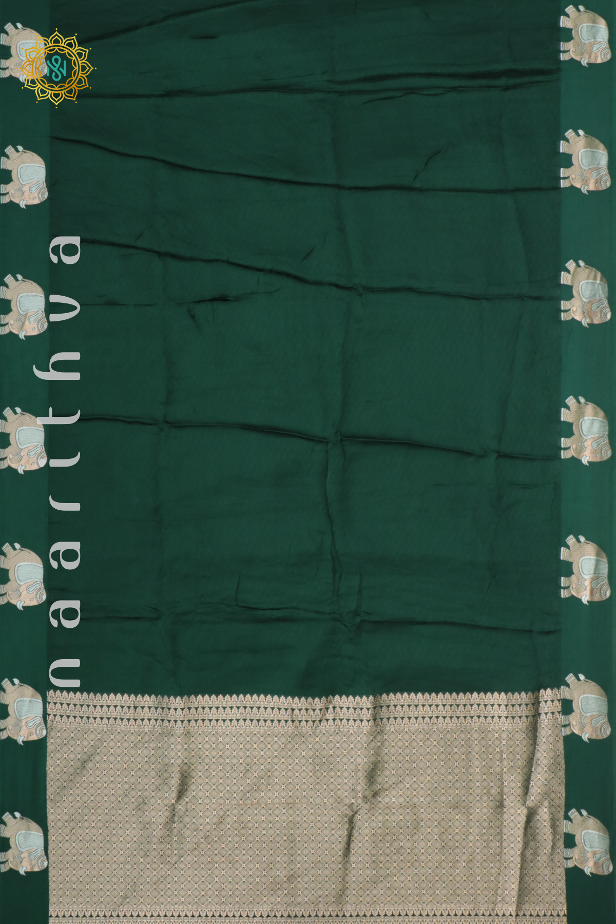 BOTTLE GREEN - SATIN BANARAS