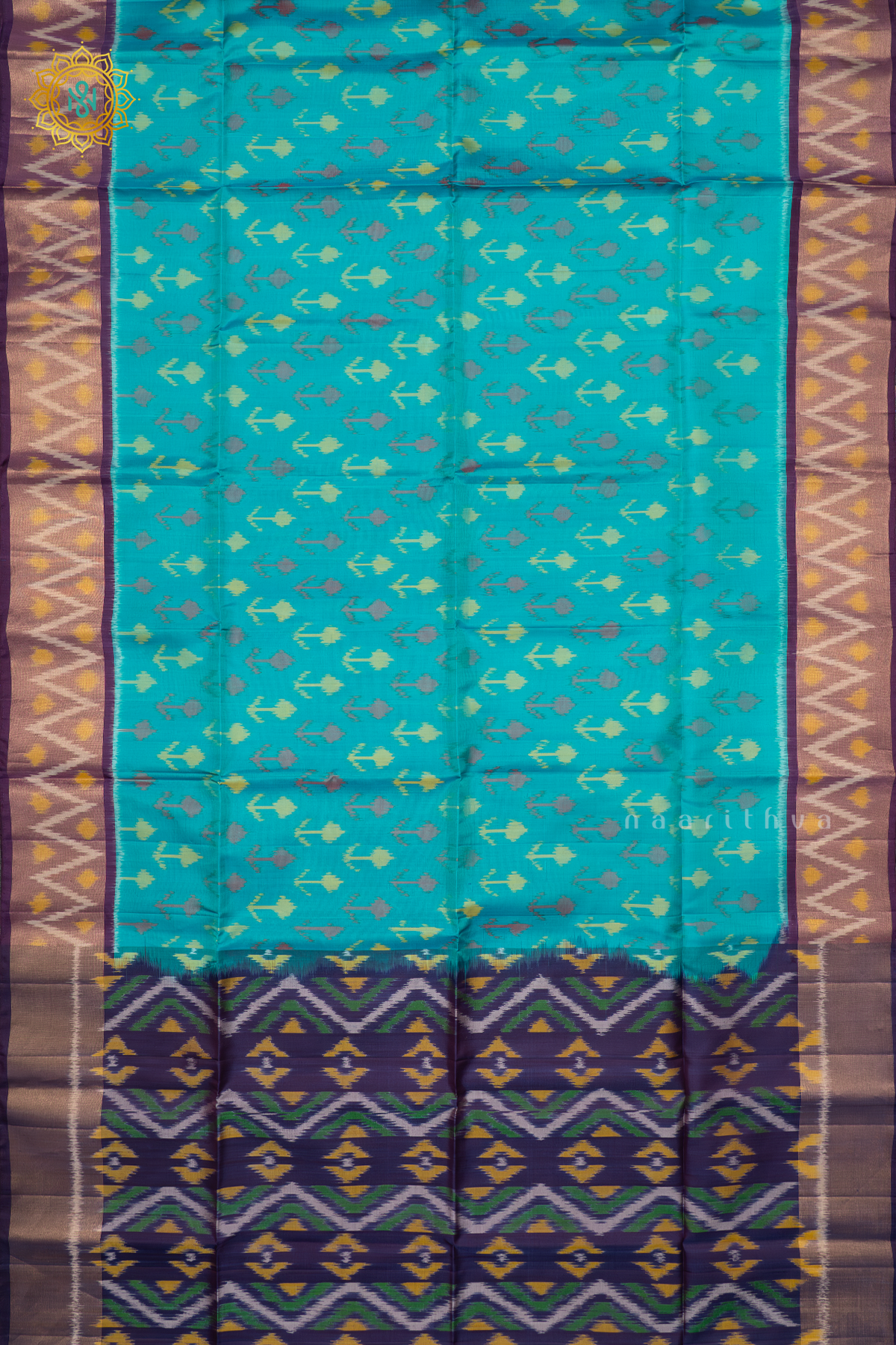 SKY BLUE WITH PURPLE - PURE KANJIVARAM IKAT SOFT SILK