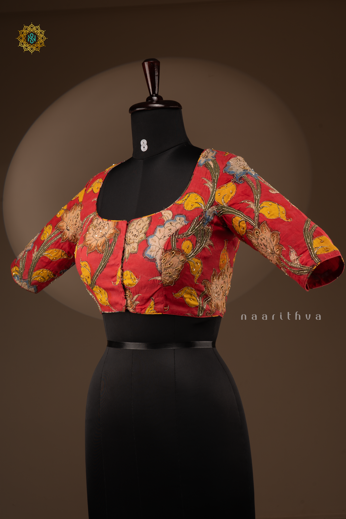 Red - Pure Silk With Hand Painted Pen Kalamkari Readymade Blouse