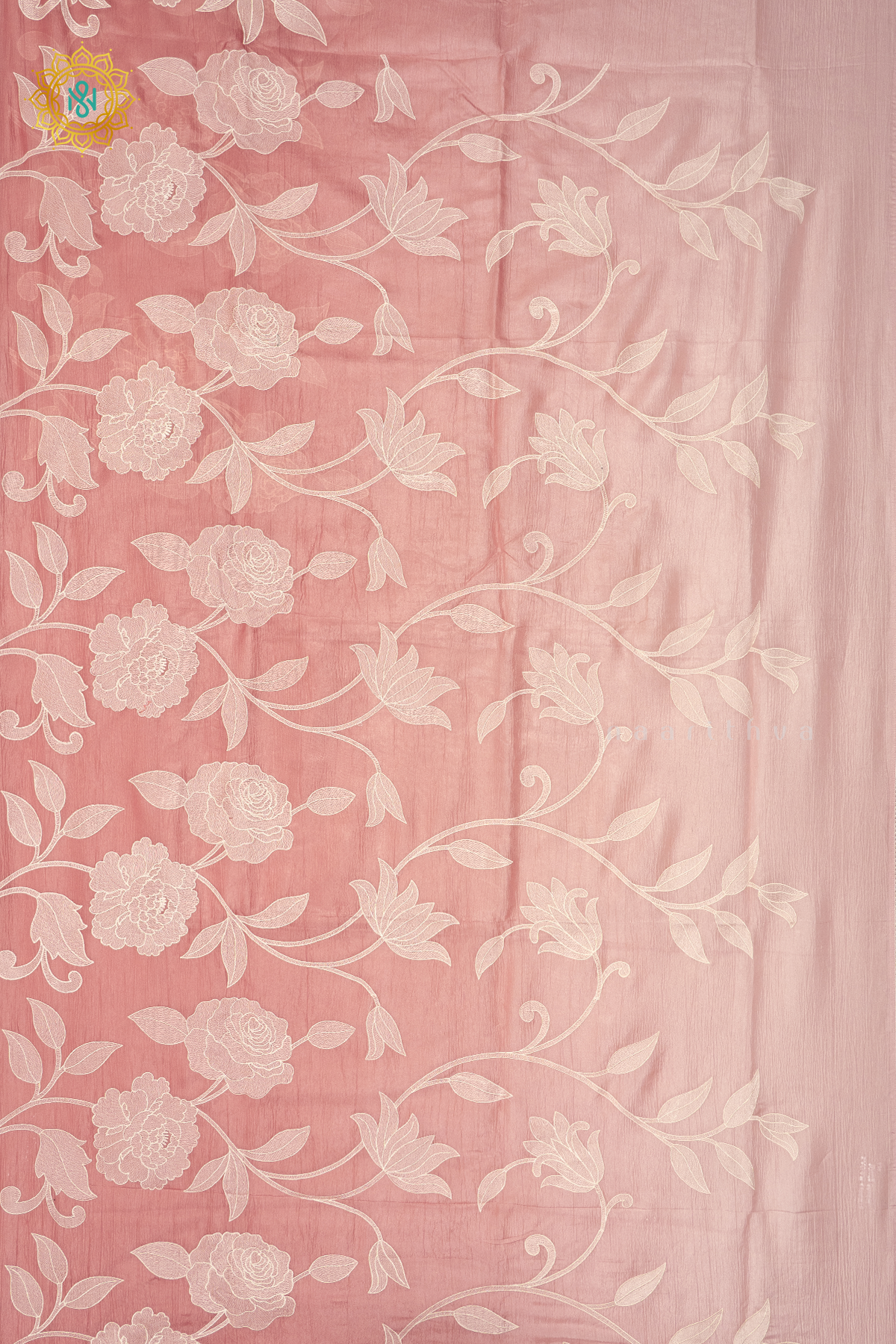 DARK PEACH - CRUSH TISSUE WITH EMBROIDERY