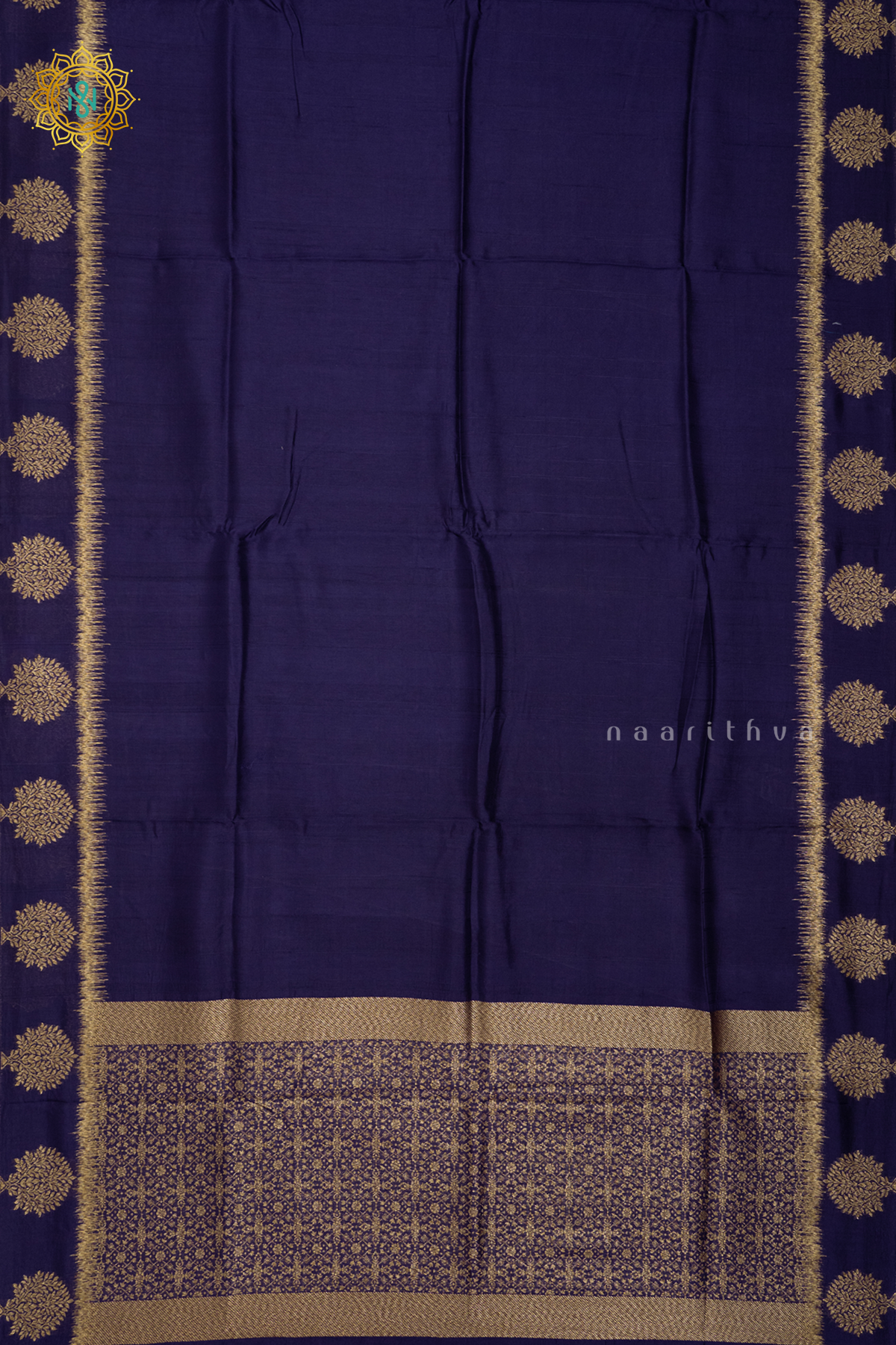 NAVY BLUE WITH RED - SEMI TUSSAR SILK