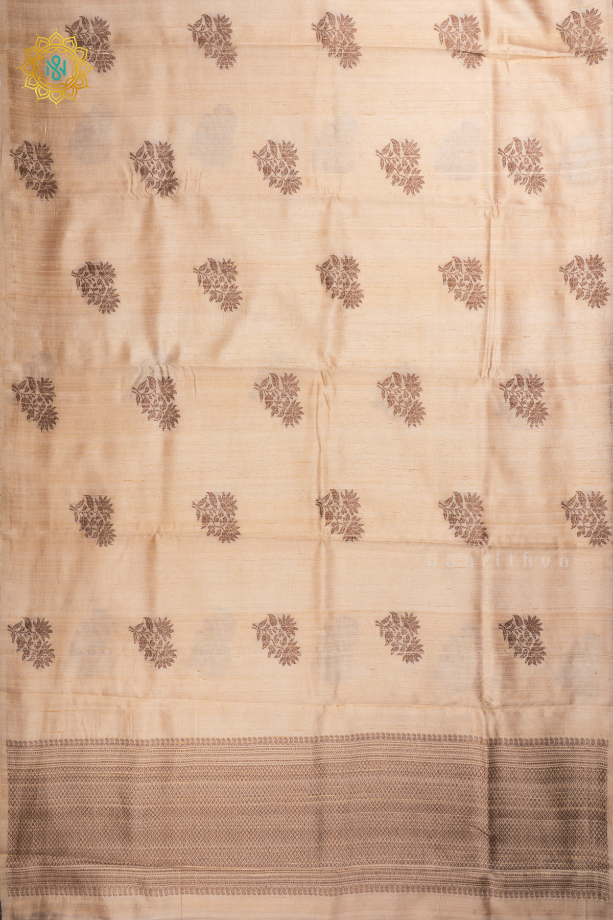 Off White with Pink Pure Banarasi Raw Silk Saree With Allover Zari Buttas