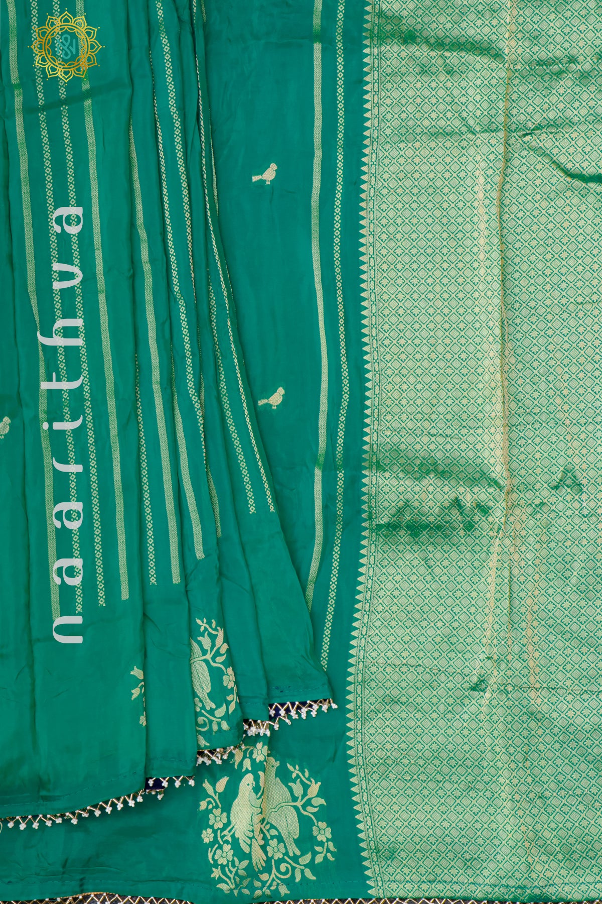 AQUA GREEN WITH TEAL BLUE - SEMI ORGANZA