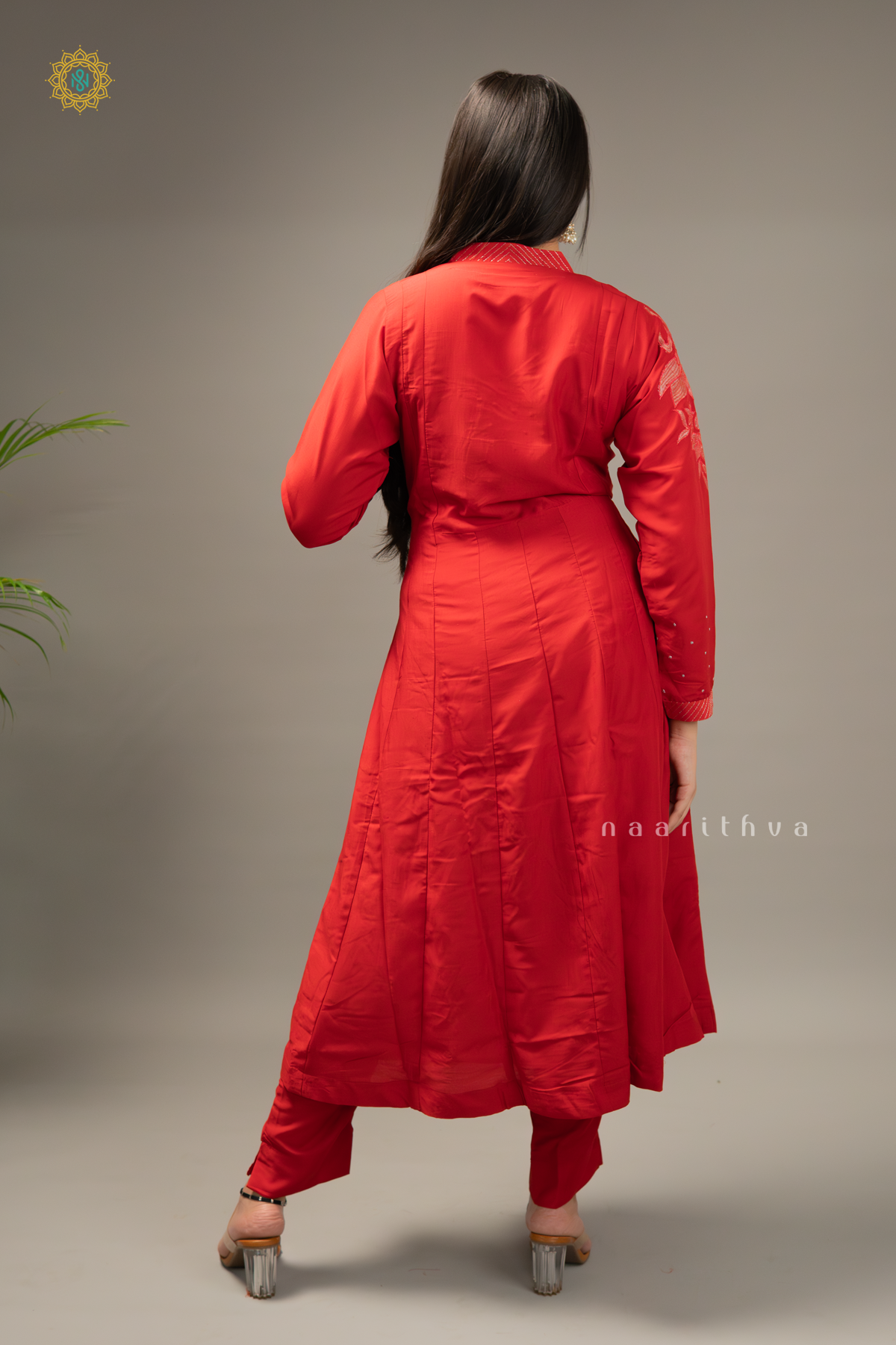 RED - COTTON 3PC SALWAR SUIT WITH TOP, BOTTOM & DUPATTA