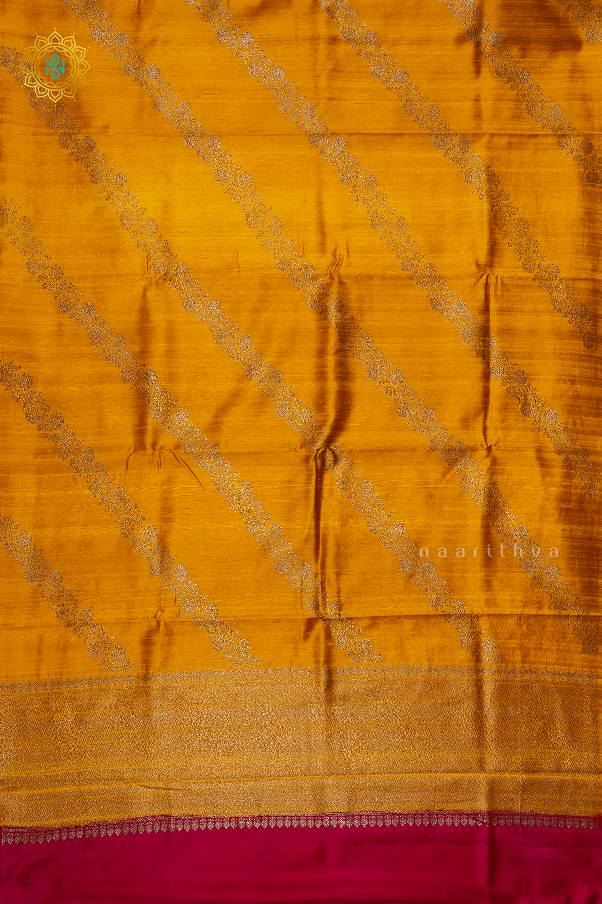YELLOW WITH PINK - PURE BANRASI RAW SILK