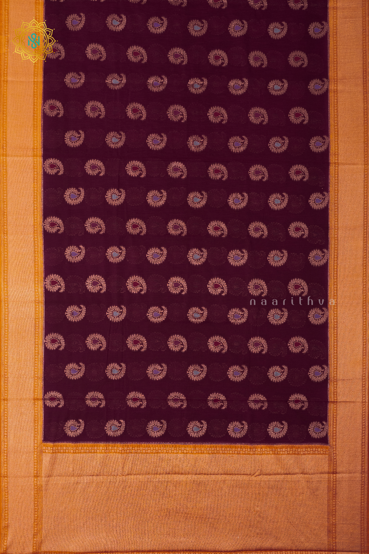 MAROON WITH MANGO YELLOW - JUTE COTTON