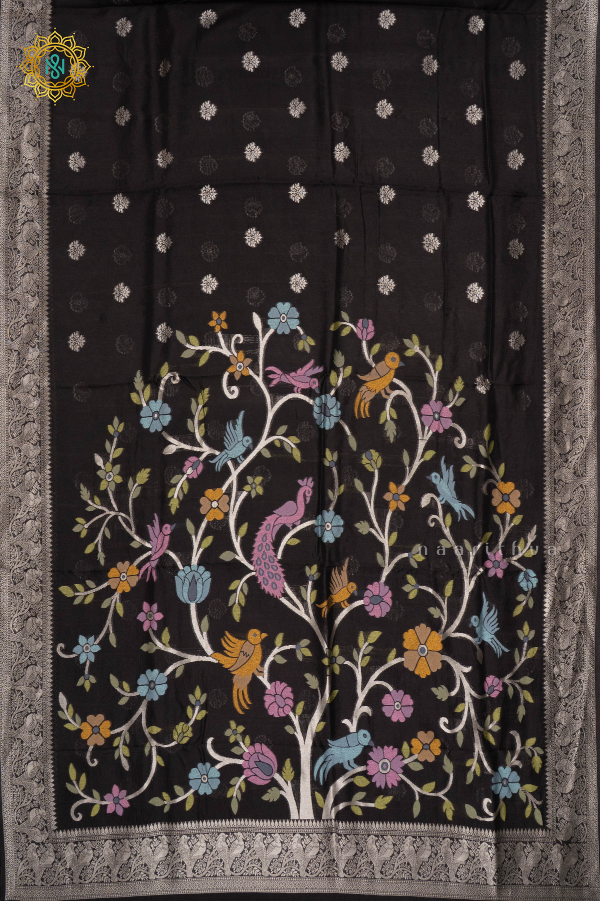 BLACK - SEMI TUSSAR SILK