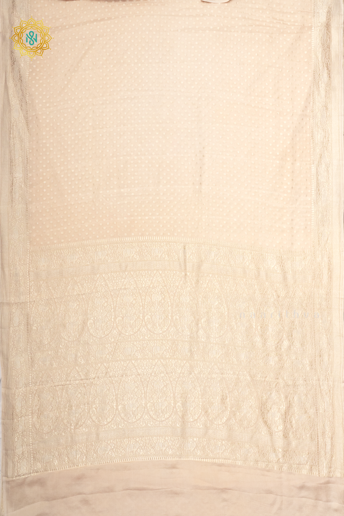 OFF WHITE - PURE BANARASI CREPE SILK