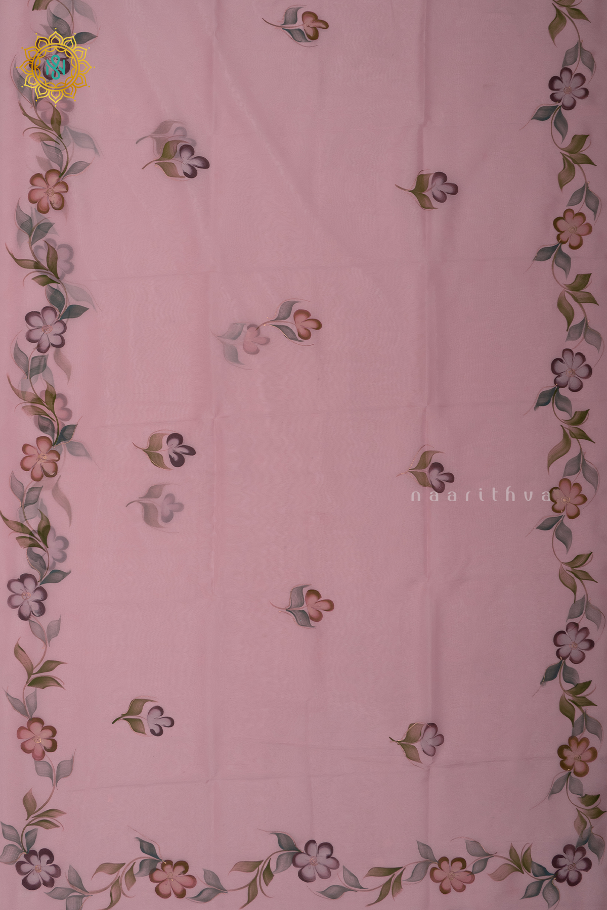 LIGHT PINK - ORGANZA HAND PAINTED