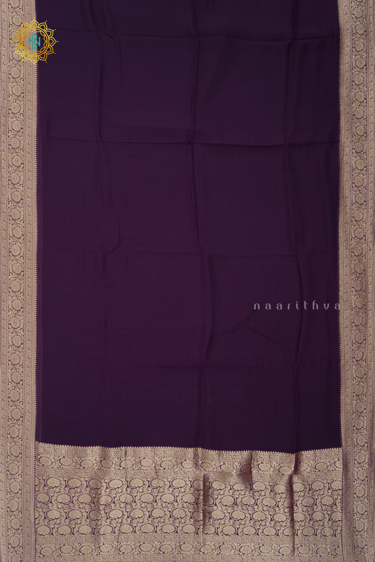 PURPLE WITH YELLOW - SEMI GEORGETTE