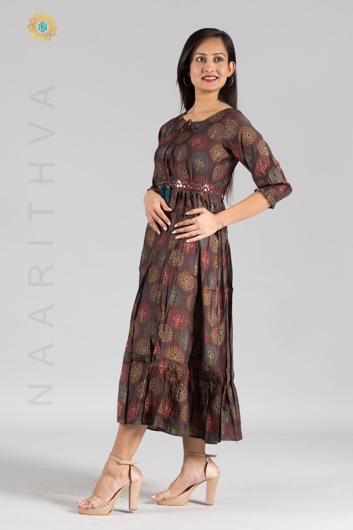 UMBRELLA PATTERN FOIL PRINTED DOUBLE LAYERED KURTI