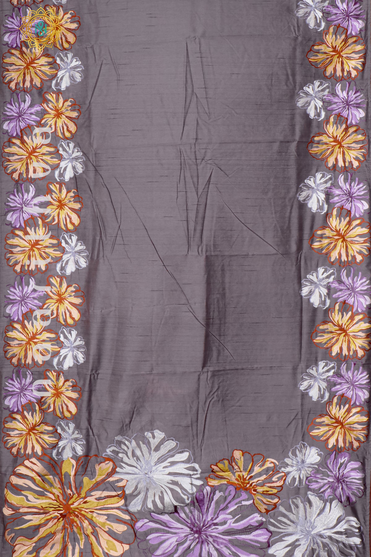 GREY - SEMI TUSSAR SILK WITH EMBROIDERY