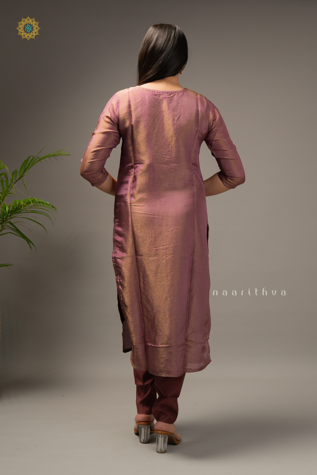 ROUGE PINK - TISSUE 3PC SALWAR SUIT WITH TOP, BOTTOM & DUPATTA