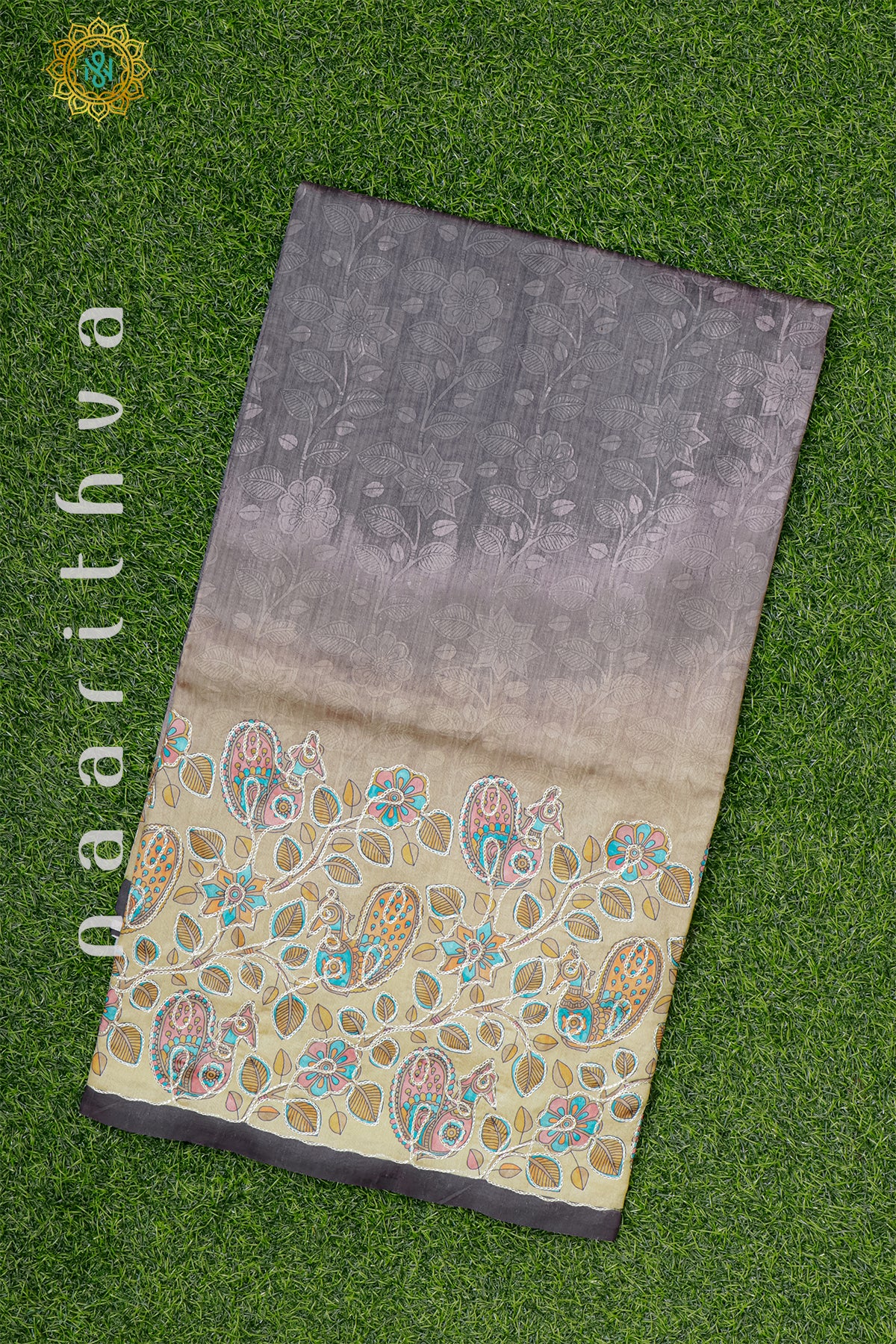 GREYISH BLACK - SEMI TUSSAR SILK