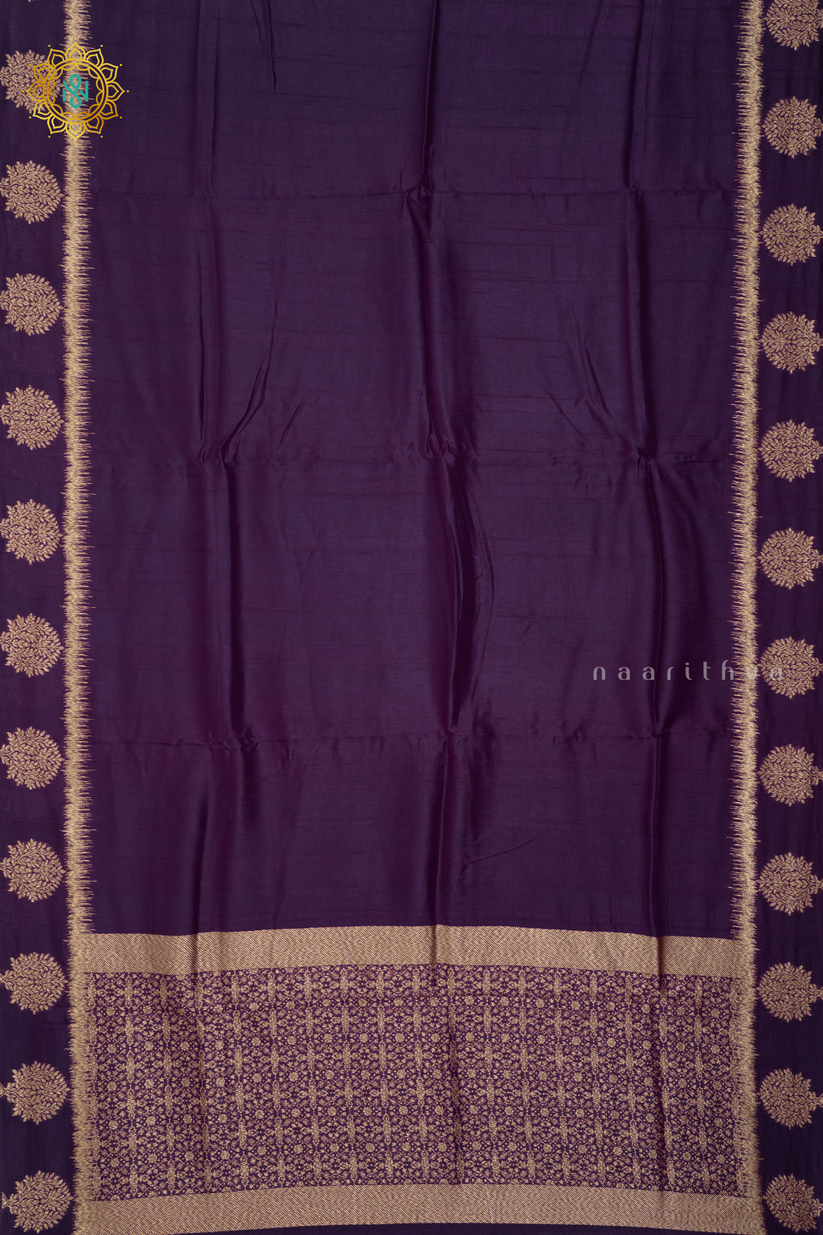 WINE WITH PEACOCK BLUE - SEMI TUSSAR SILK