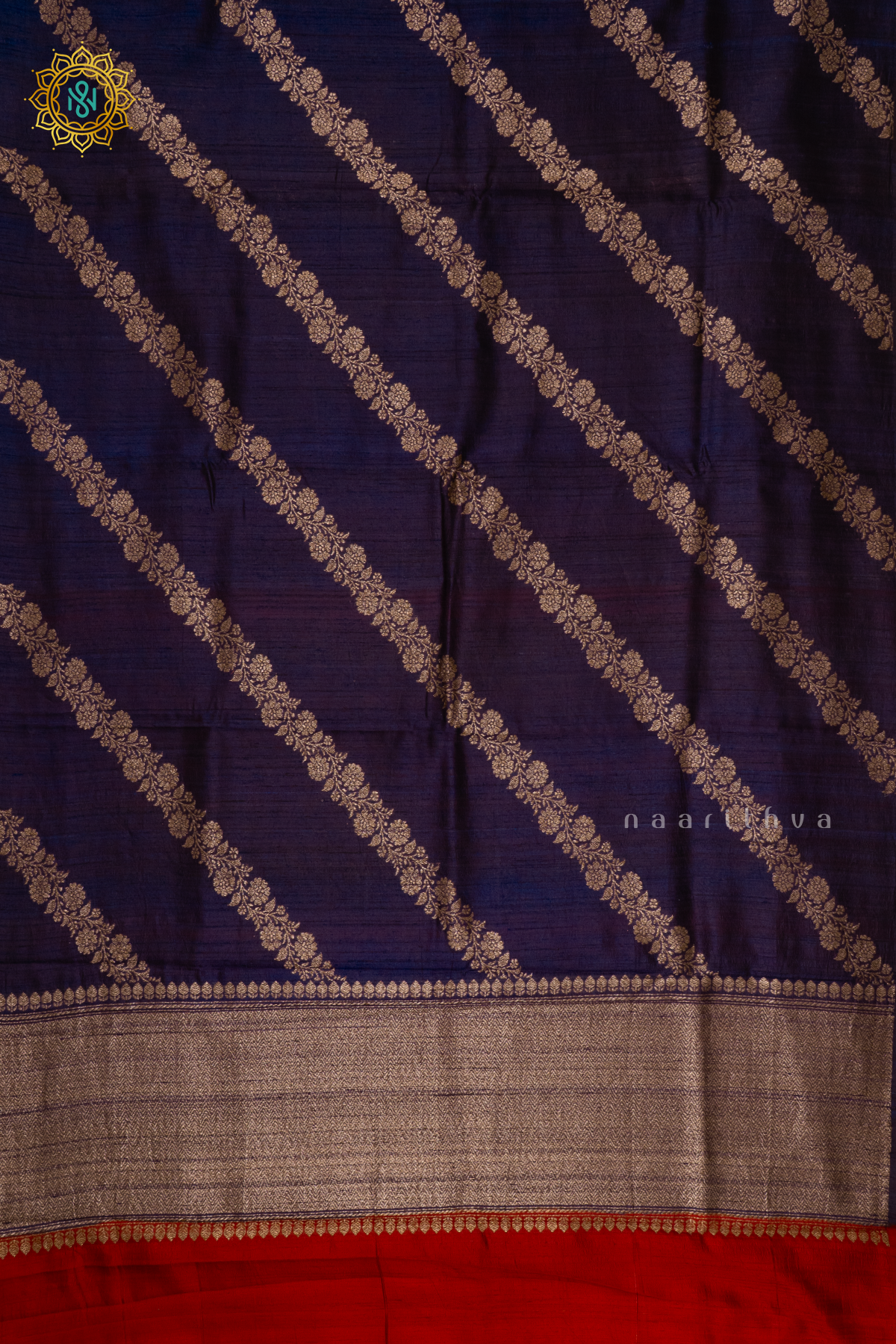 PURPLE WITH RED - PURE BANRASI RAW SILK