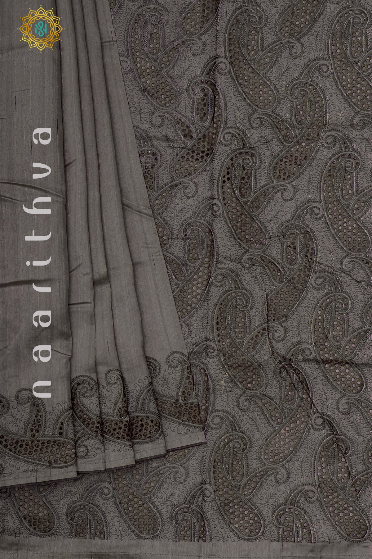 GREY - SEMI TUSSAR WITH CUT WORK