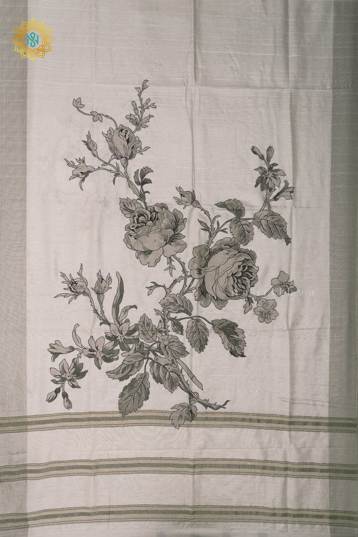 WHITE - SEMI TUSSAR WITH APPLIQUE WORK