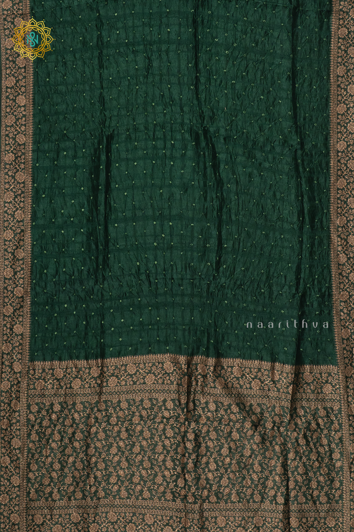 GREEN - SEMI TUSSAR WITH TIE & DYE
