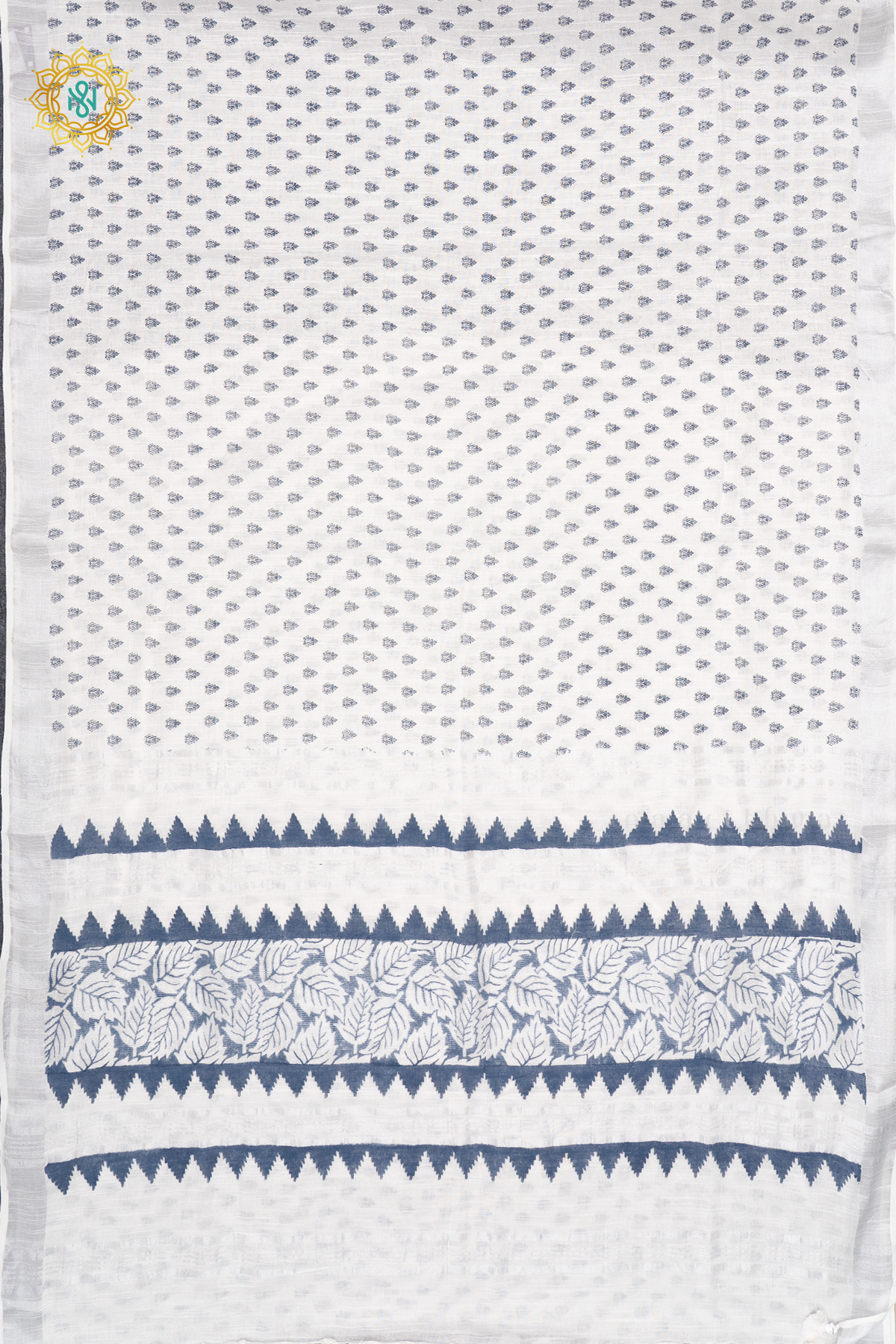 WHITE WITH BLUE - LINEN BY COTTON