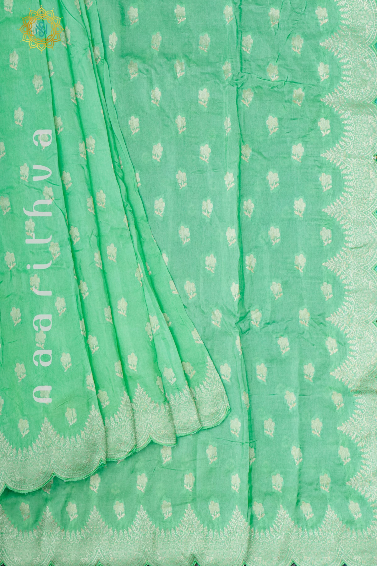 AQUA GREEN WITH TEAL BLUE - DOLA SILK