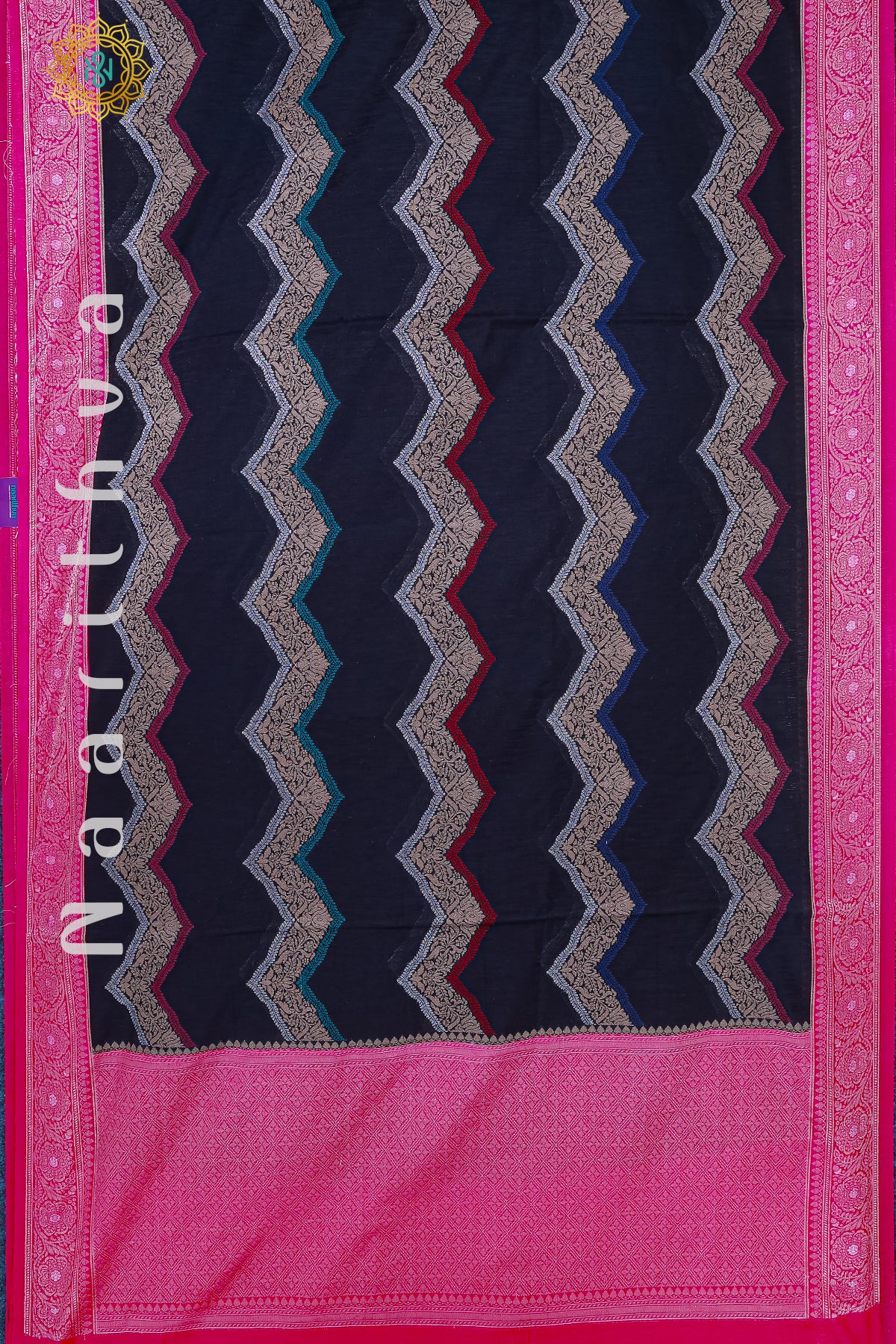 BLACK WITH PINK - JUTE COTTON