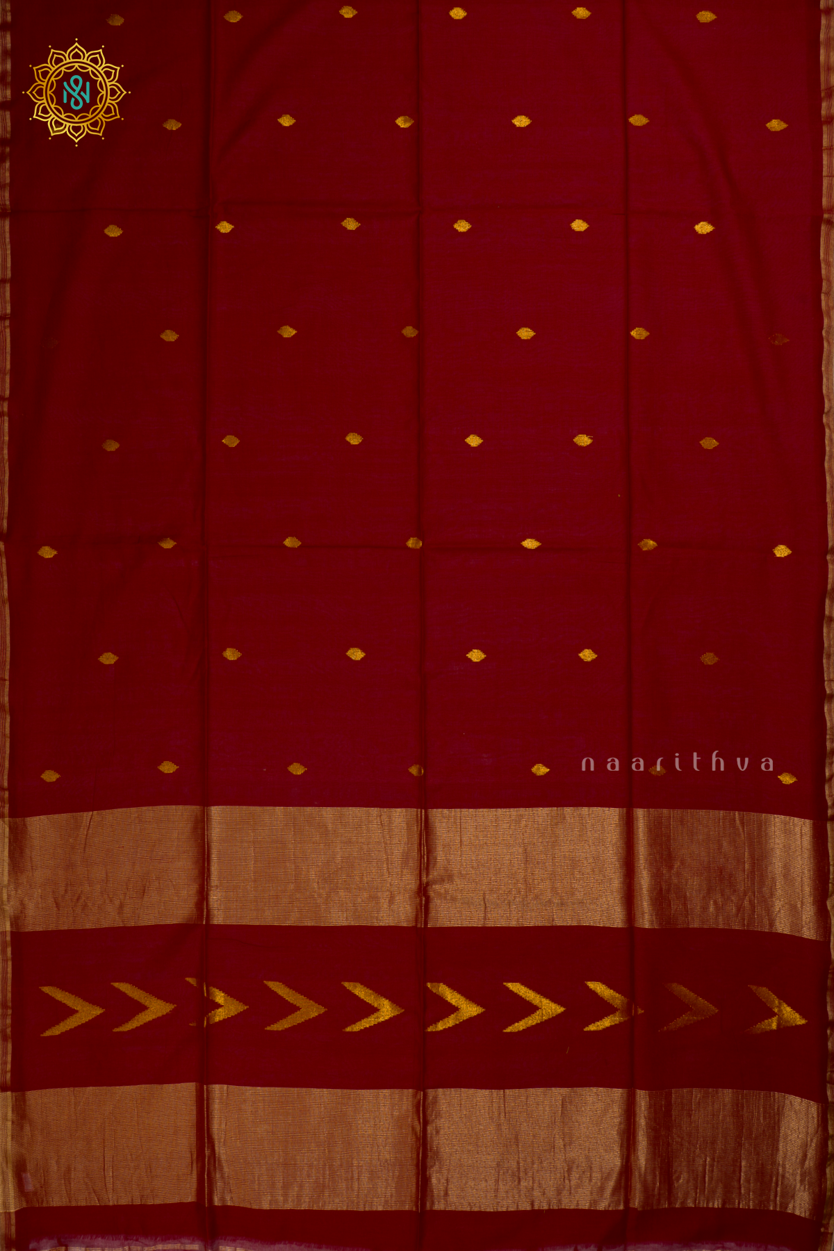 Magenta Mul Cotton Saree With Thread Woven Buttas On The Body And Contrast Border