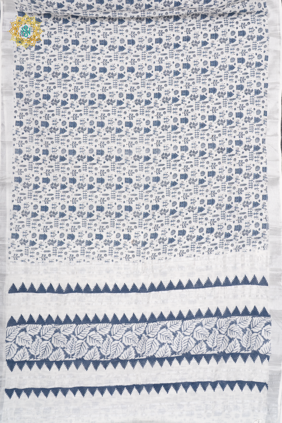 WHITE WITH BLUE - LINEN BY COTTON