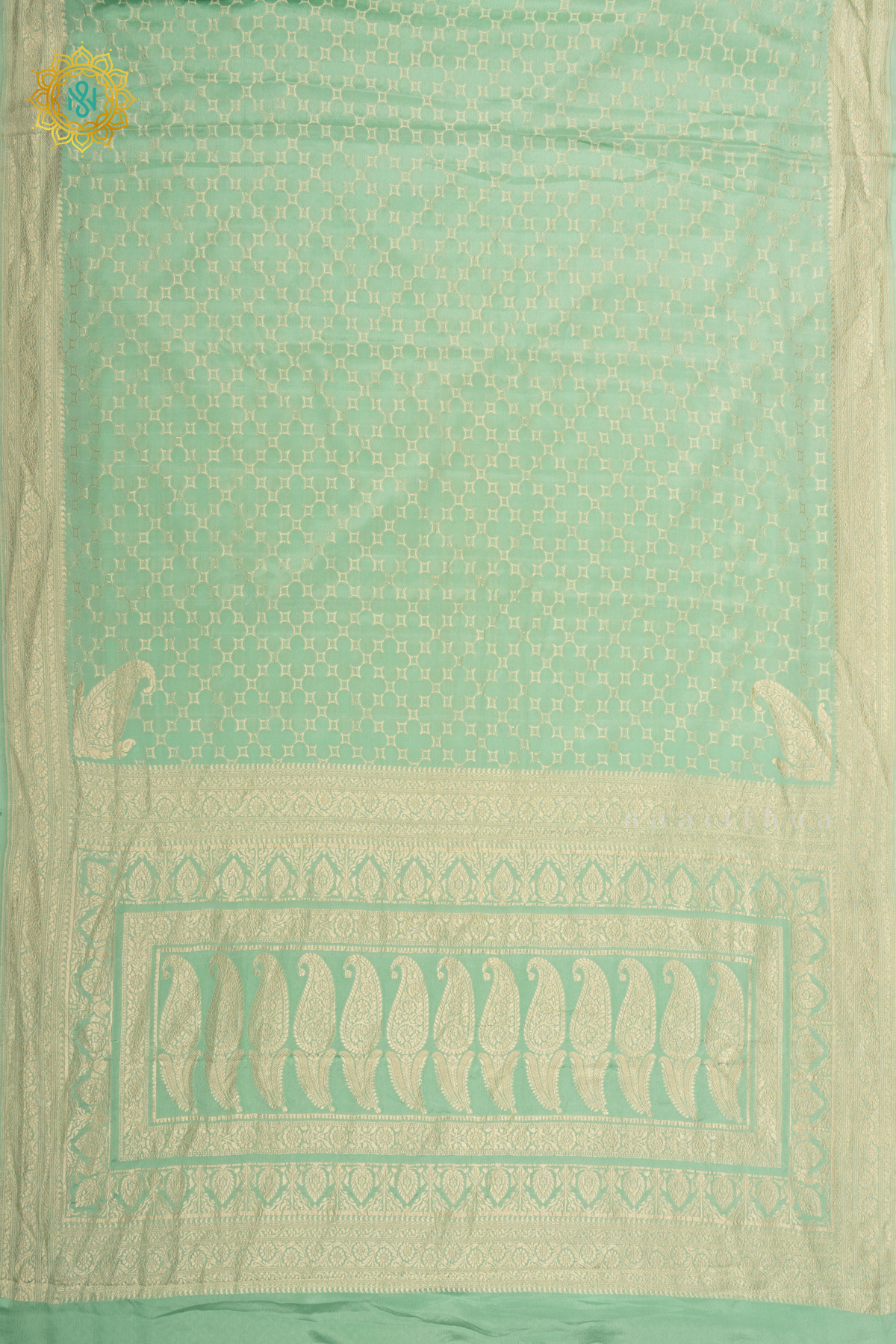 AQUA GREEN - PURE BANARASI CREPE SILK