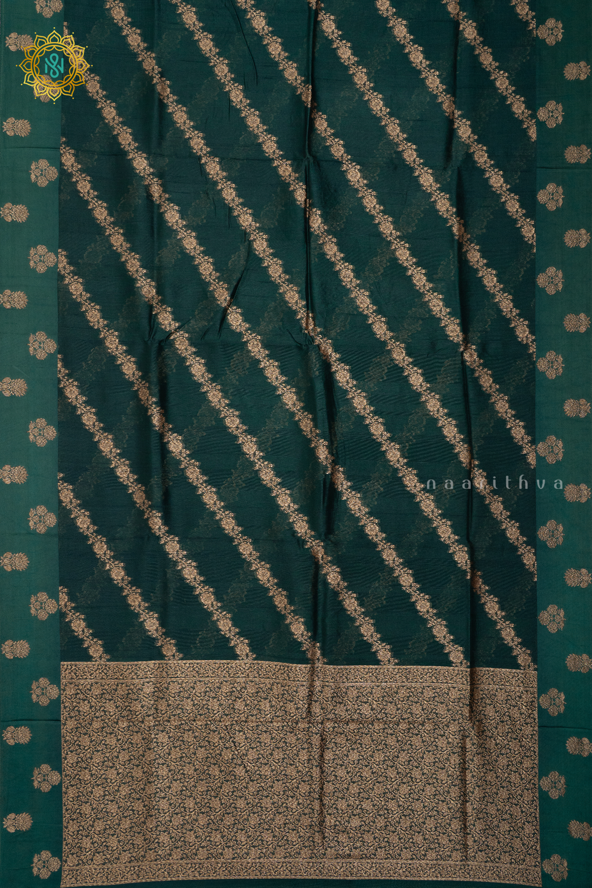 BOTTLE GREEN - SEMI TUSSAR SILK
