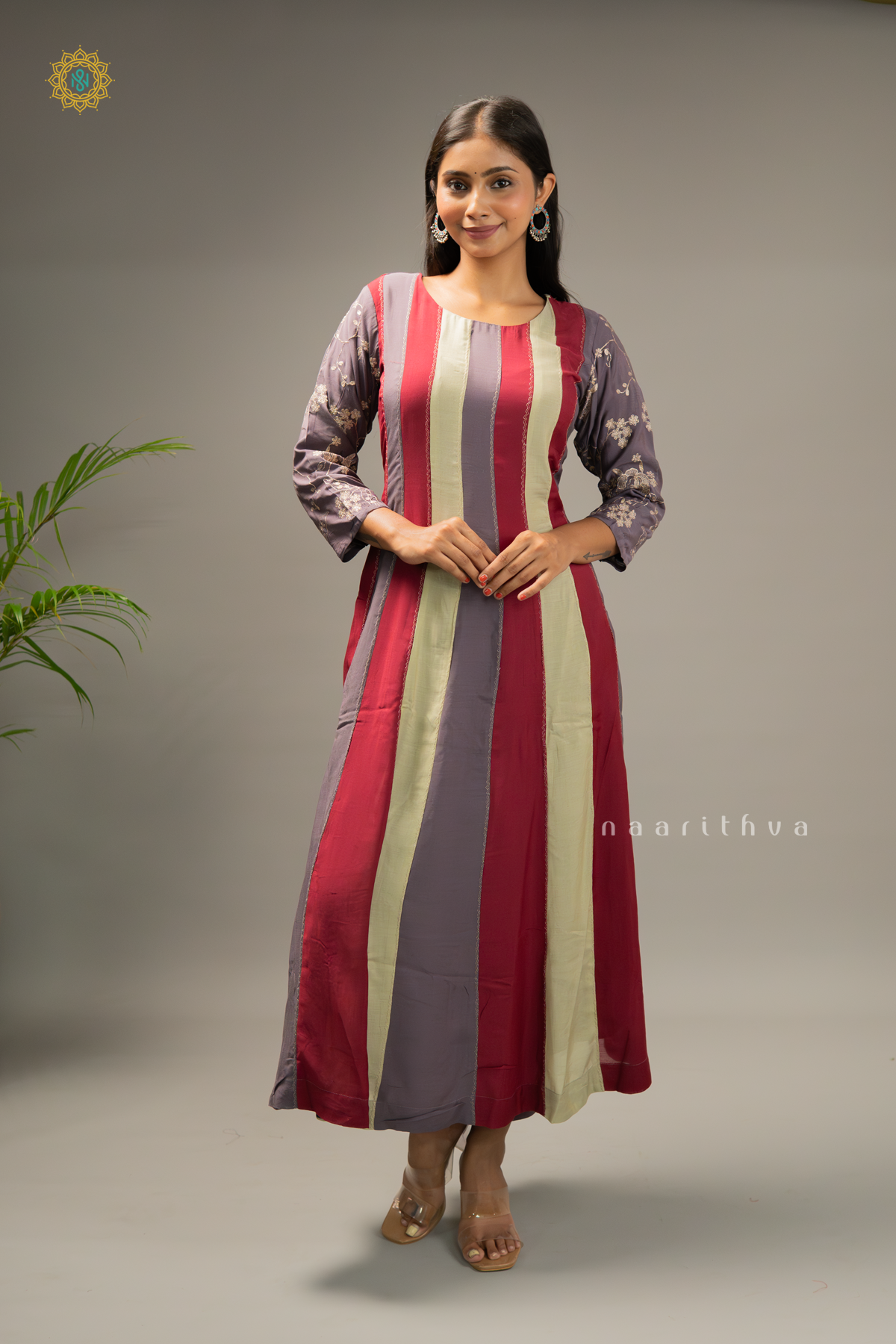 LAVENDER WITH MAROON - COTTON 3PC SALWAR SUIT WITH TOP, BOTTOM & DUPATTA