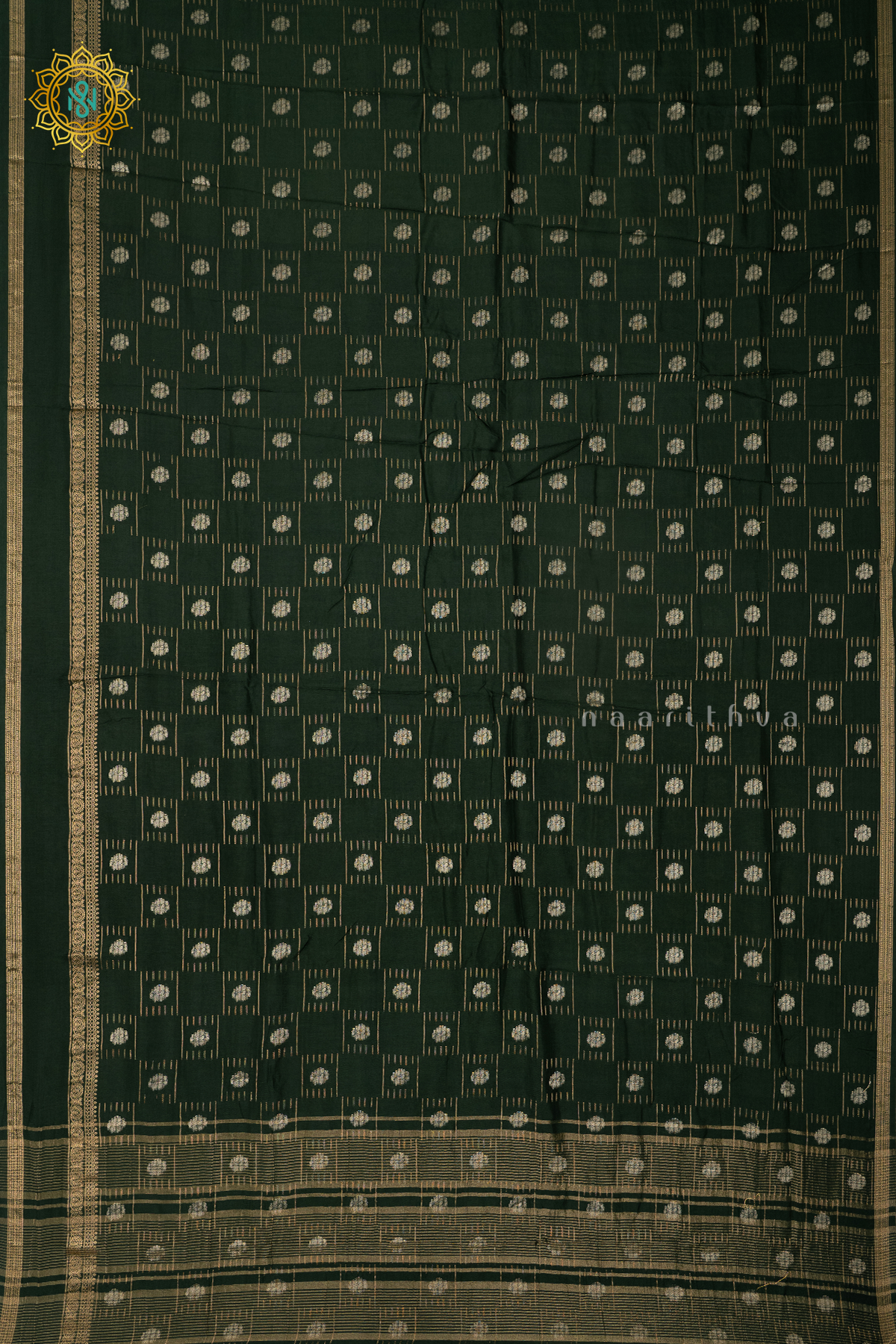 BOTTLE GREEN WITH PARROT GREEN - DOLA SILK