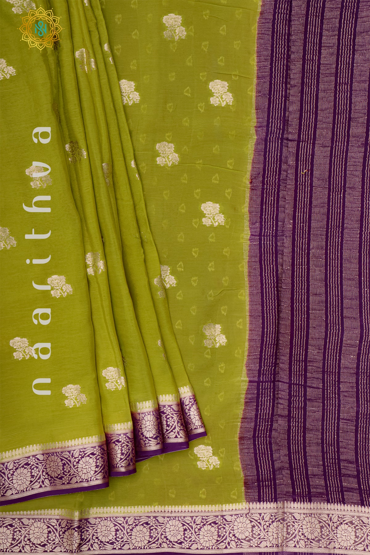 GREEN WITH PURPLE - SEMI CHINNON