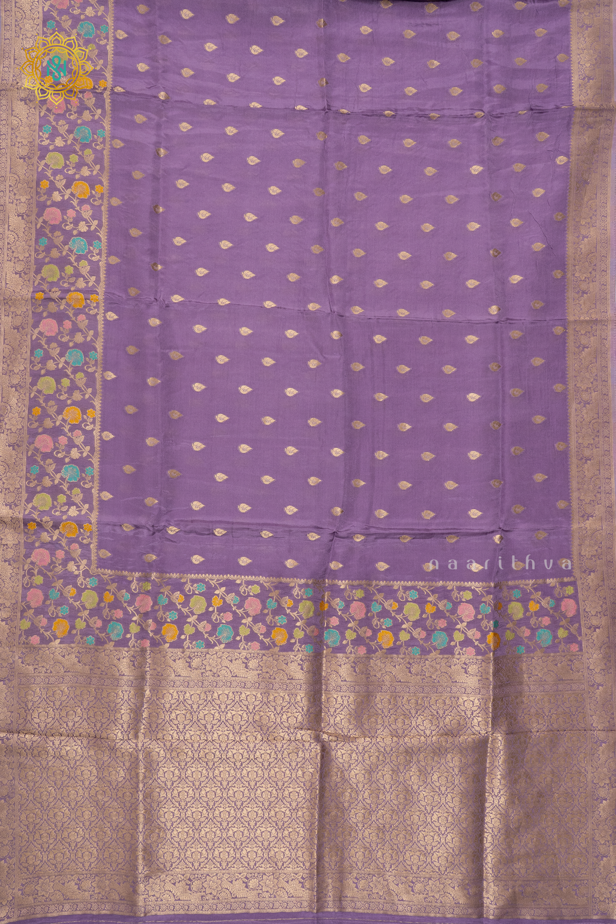 LAVENDER WITH PURPLE - SATIN CREPE