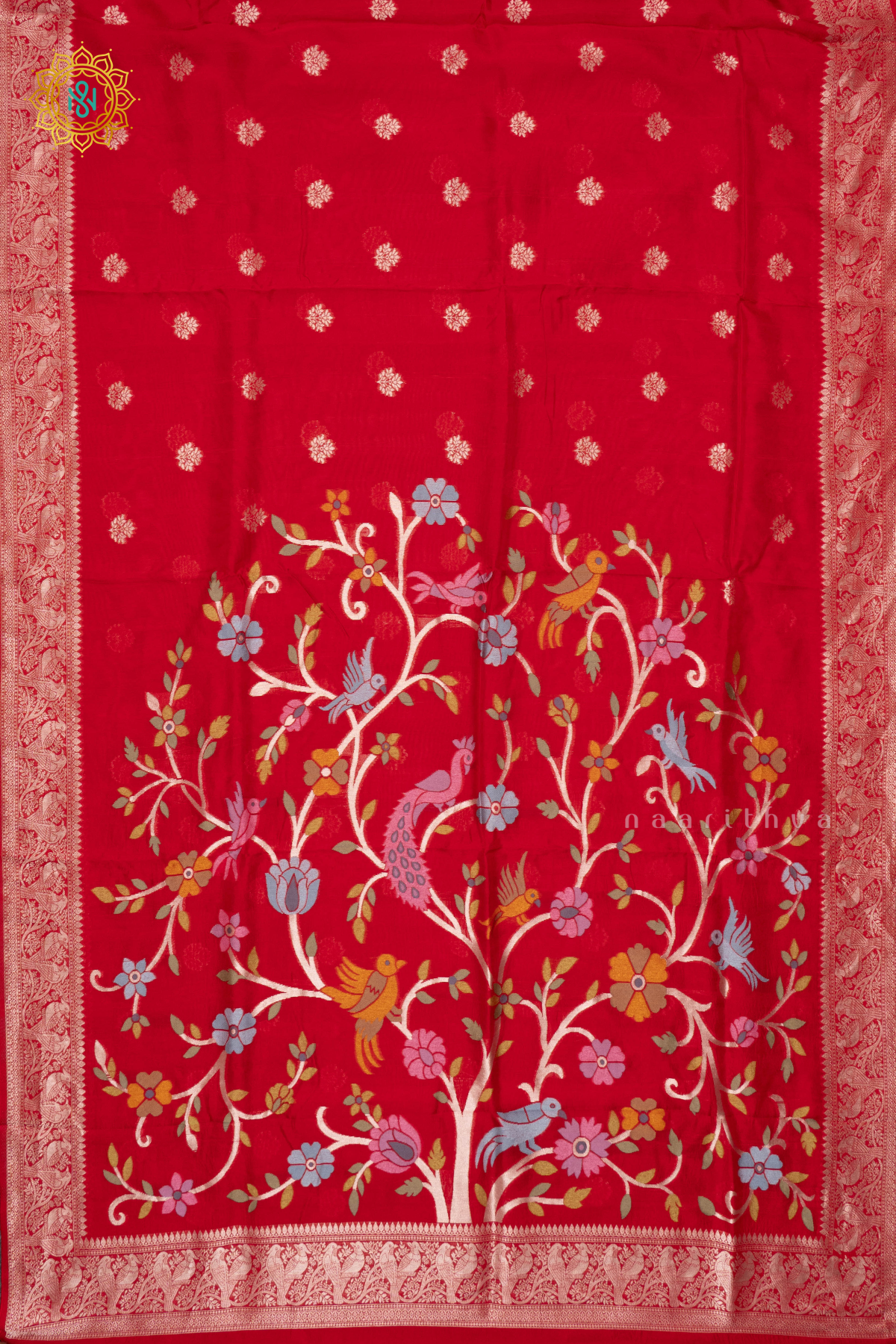 RED - SEMI TUSSAR SILK