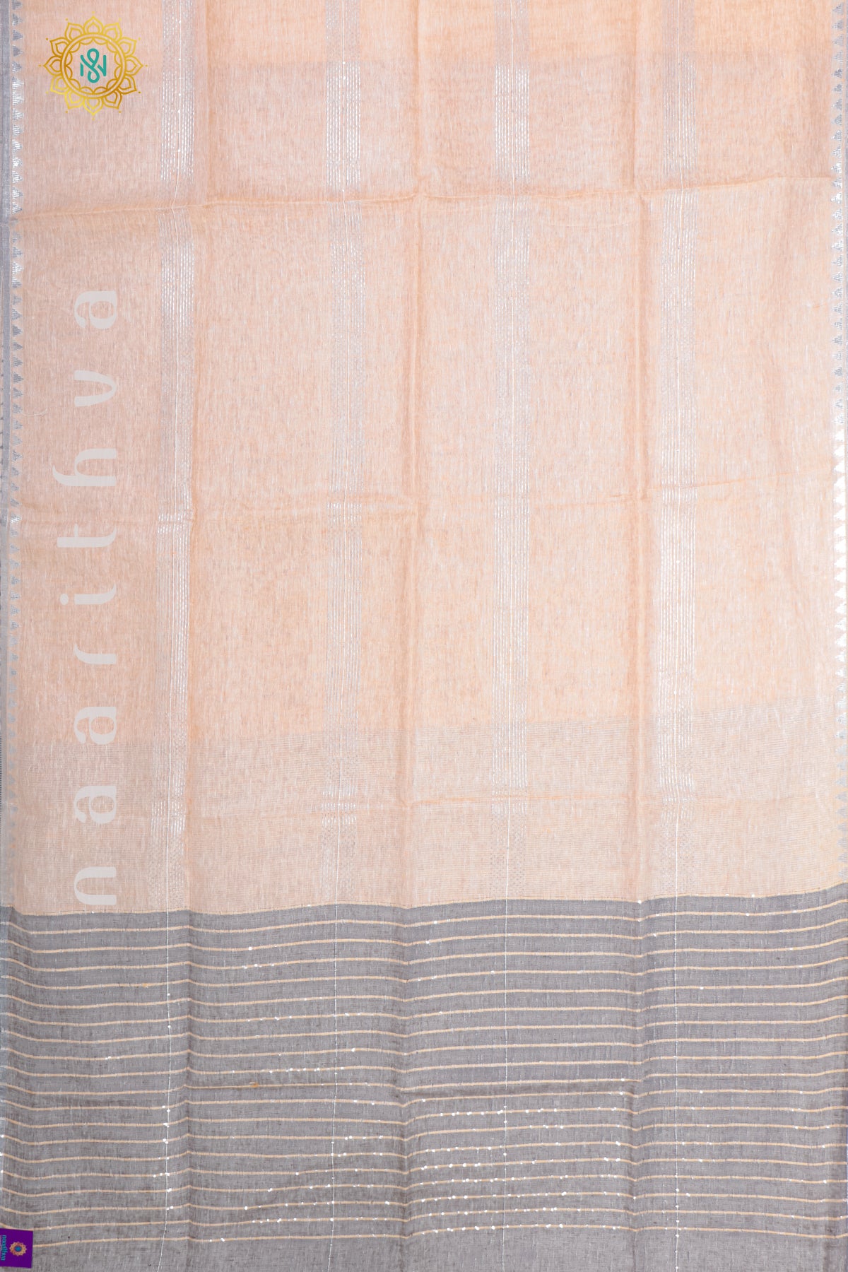 LIGHT ORANGE WITH GREY - PURE LINEN