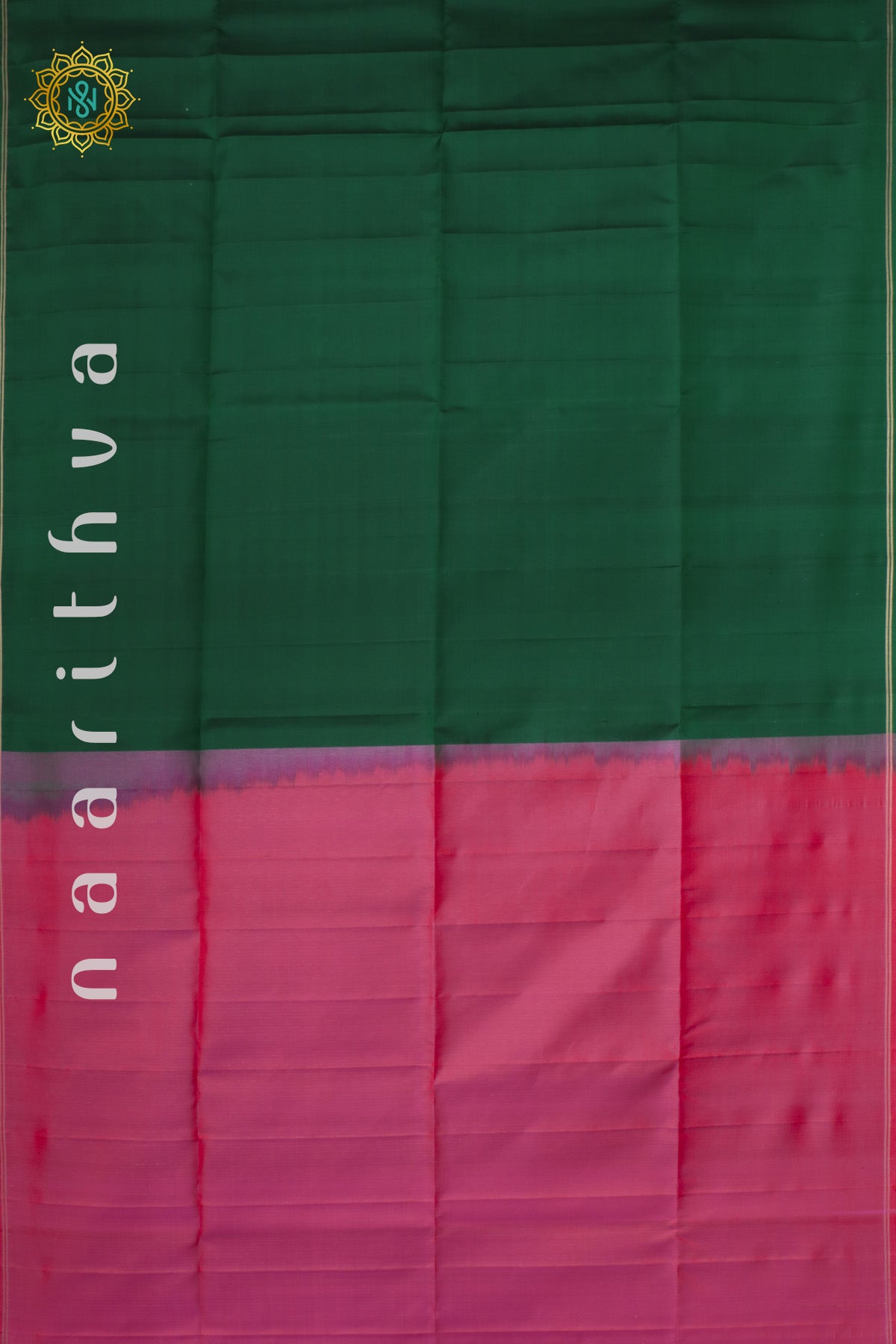 BOTTLE GREEN WITH PINK - PURE KANJIVARAM SOFT SILK