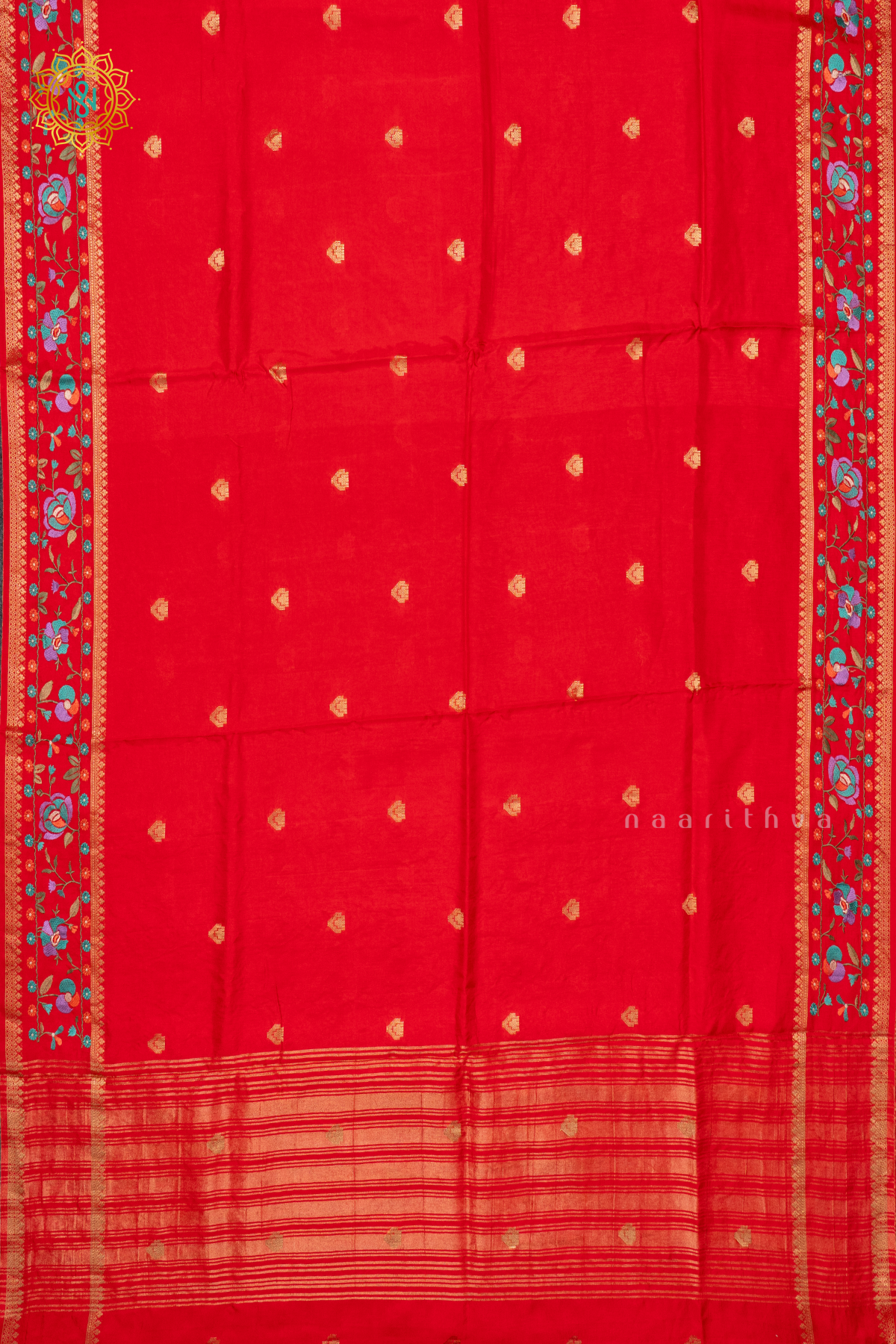 RED - SEMI CREPE SILK WITH EMBROIDERY