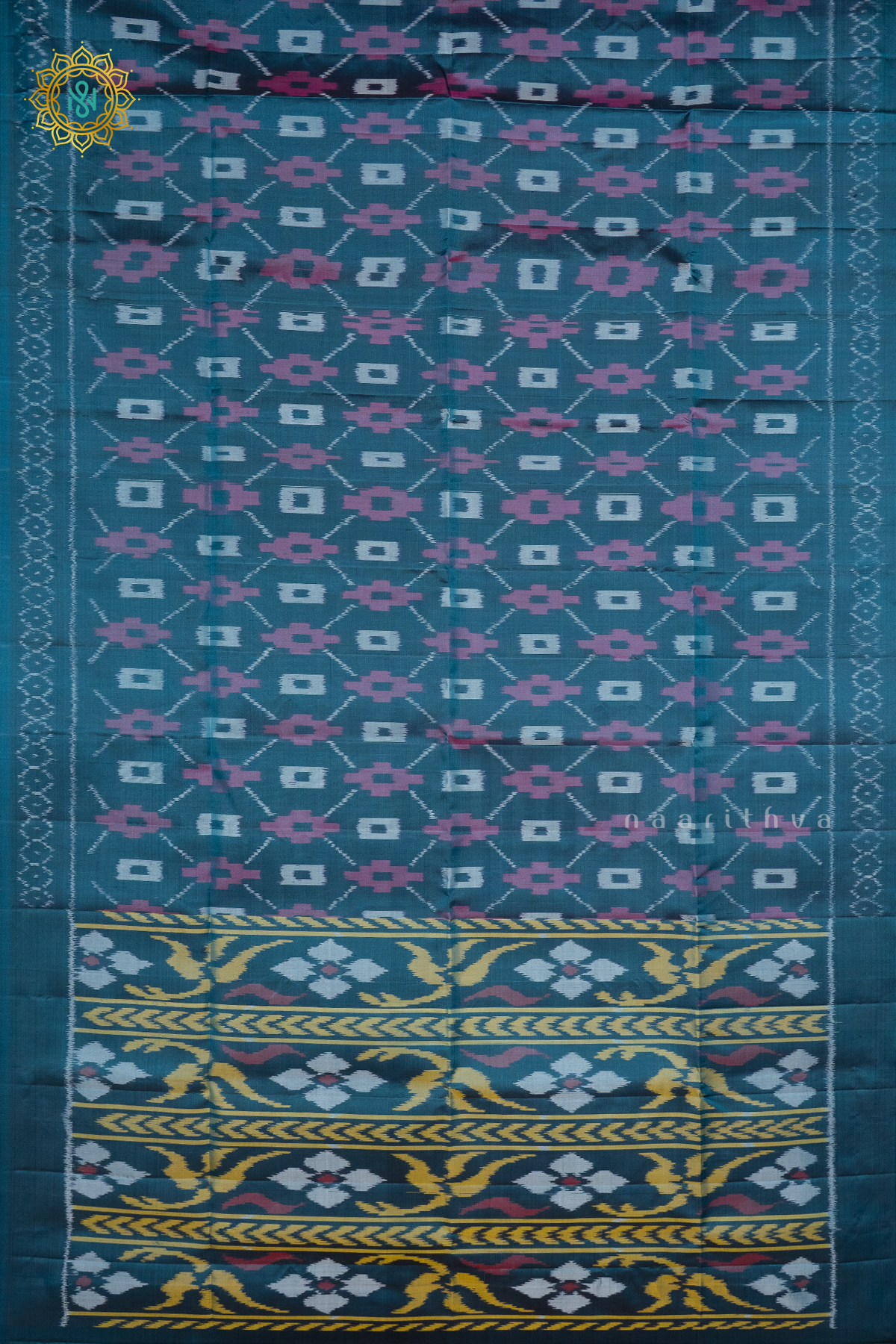 TEAL BLUE - PURE KANJIVARAM IKAT SOFT SILK