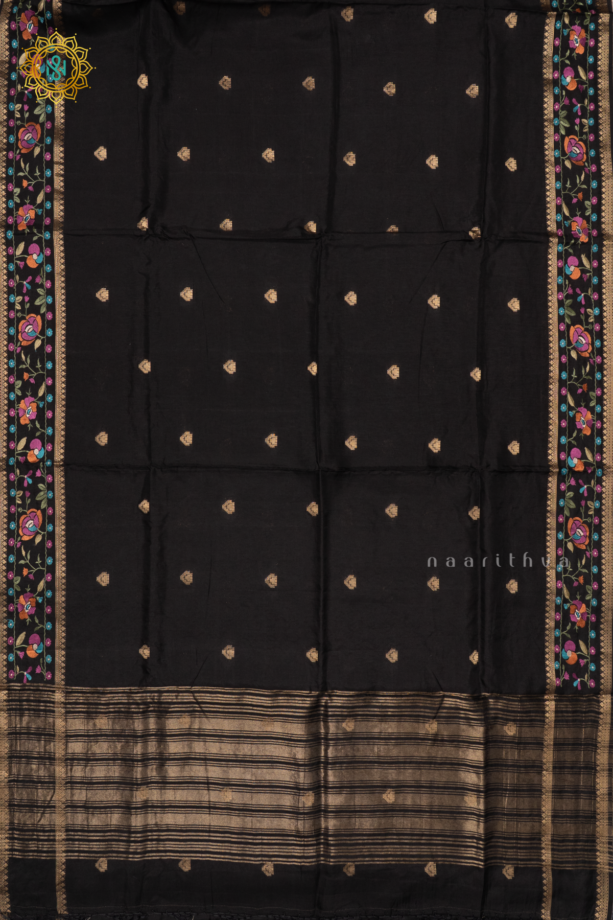 BLACK - SEMI CREPE SILK WITH EMBROIDERY