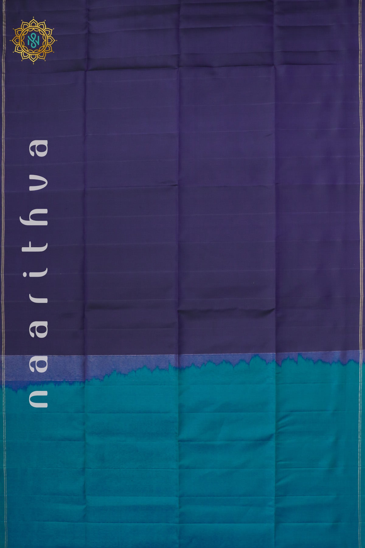 Navy Blue With Sky Blue Pure Kanjivaram Soft Silk Saree With Plain Body And Contrast Zari Pallu & Blouse